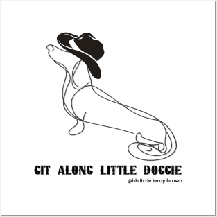 Git A Long Little Doggie (BLACK) Single Line Art Design Posters and Art